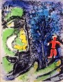 Perfil y Niño Rojo contemporáneo Marc Chagall